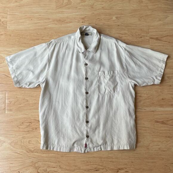 |Tommy Bahama| Silk Collard Button Up in Beige Men’s Size Medium - Picture 2 of 7